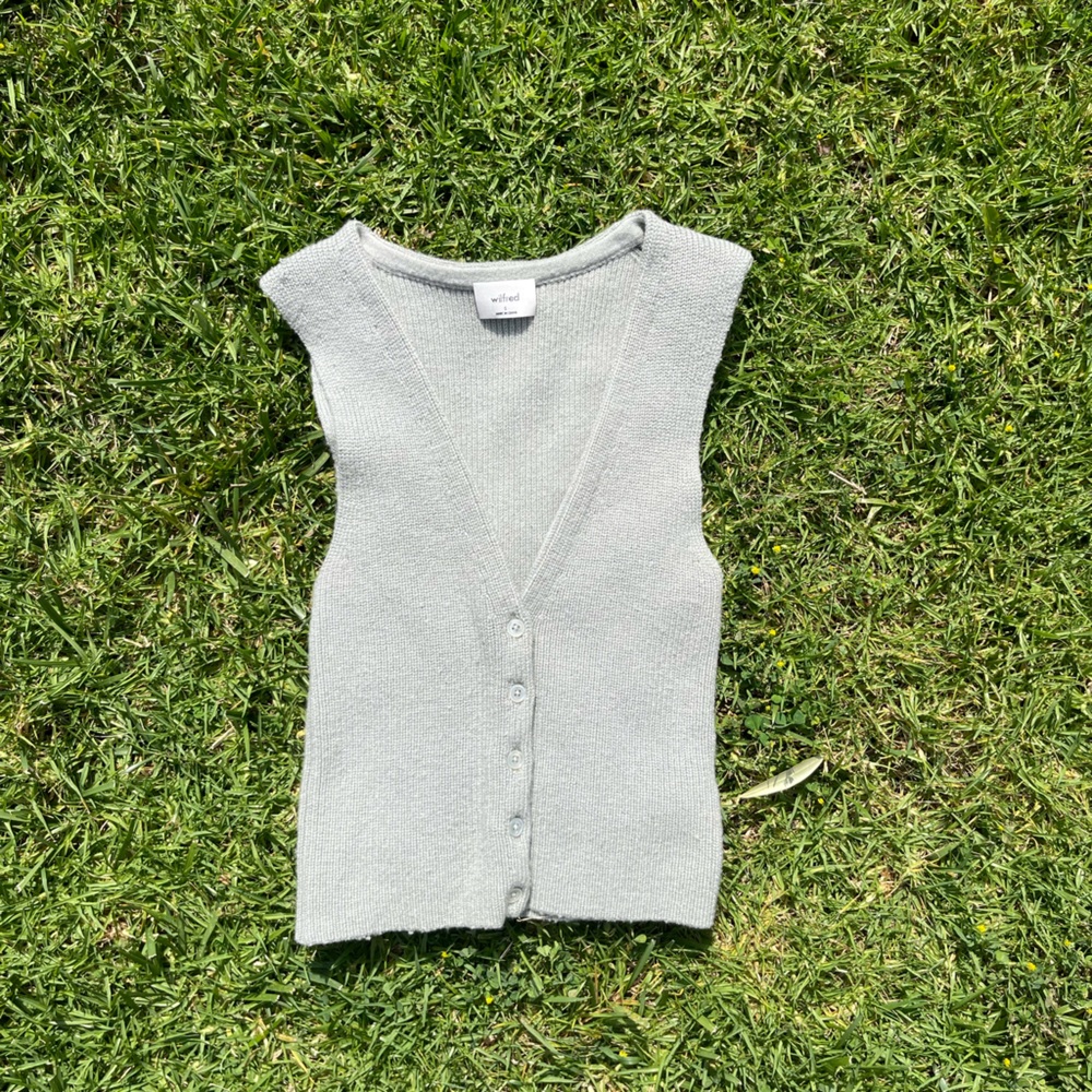 Aritzia Soft Green Button-Up Tank Top